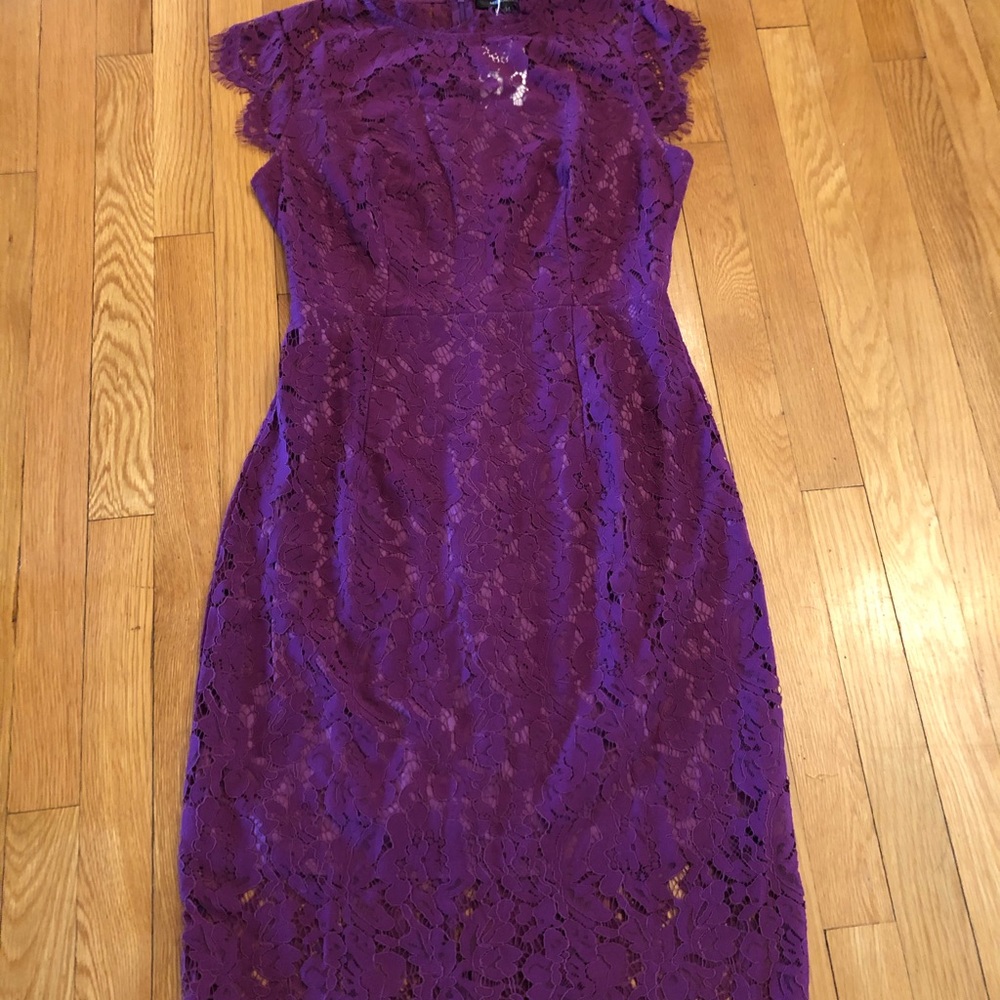 NWT Plum Floral Lace cocktail dress - Picture 5 of 7